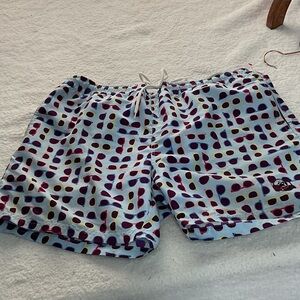 Southern Proper Light Blue Swim Shorts with Multicolor Dot Grid